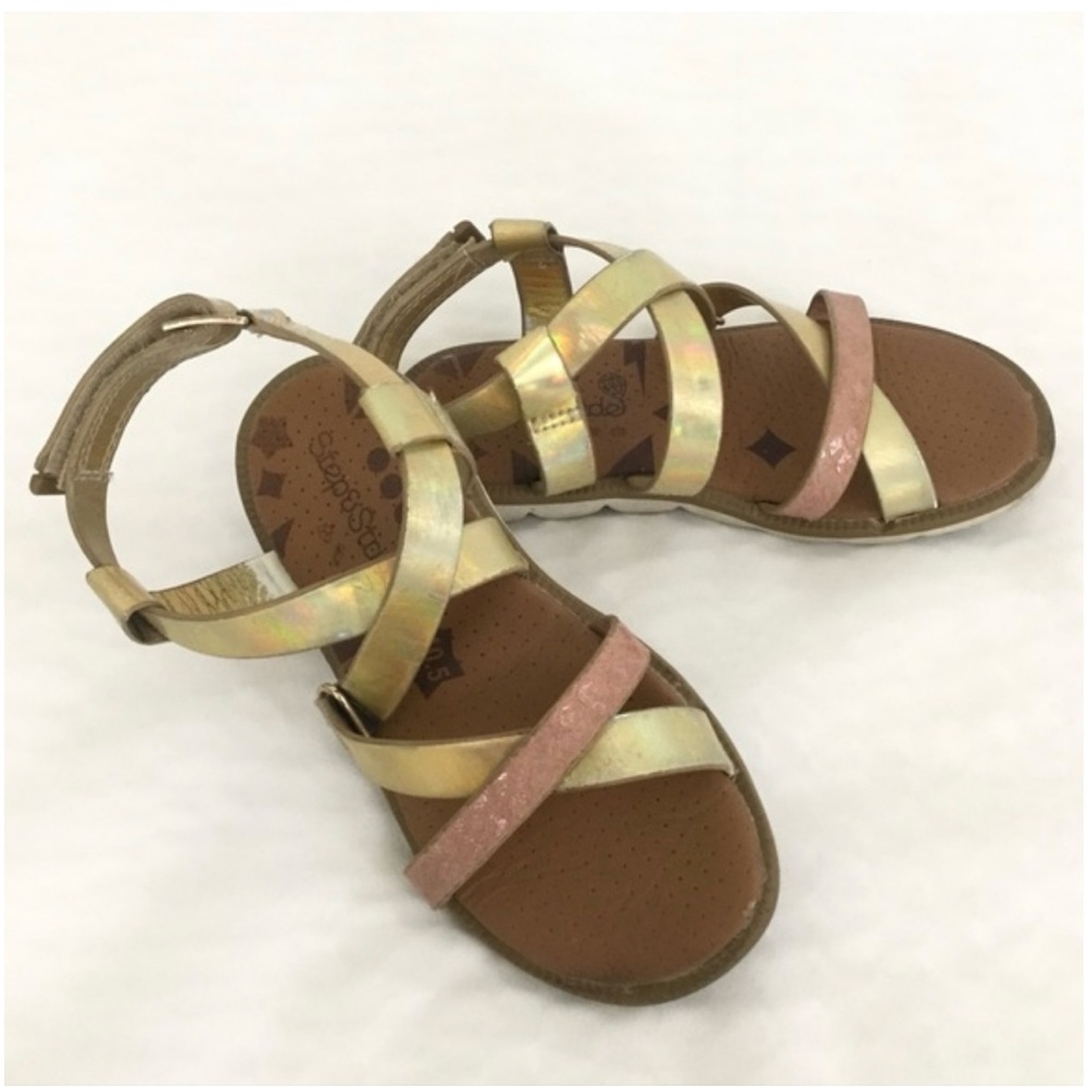 Girl’s Gold and Pink Kids Sandals Size 10.5
